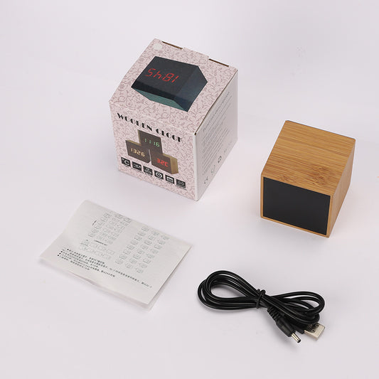 Réveil LED en bois véritable