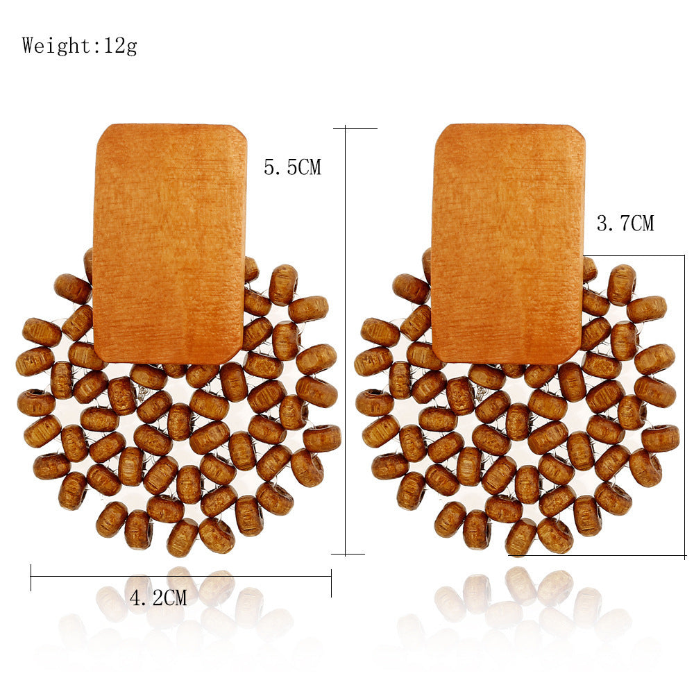 Boucles d'oreilles en bois et rotin