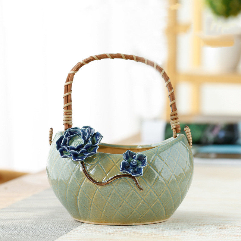 Panier à fleurs en rotin tressé à la main