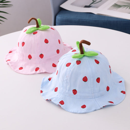 Bonnet bassin pour bébé en forme de feuille de fraise