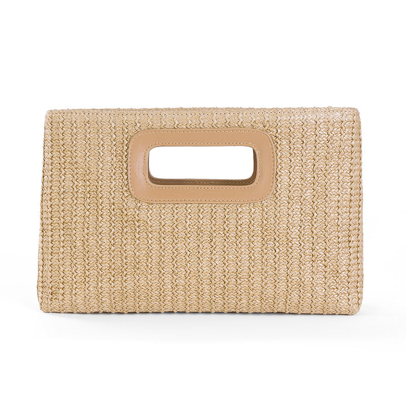 Pochette en paille style vacances avec chaîne détachable