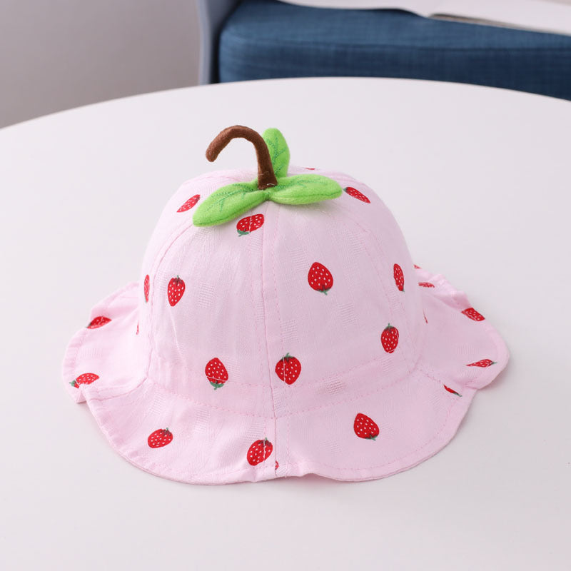 Bonnet bassin pour bébé en forme de feuille de fraise