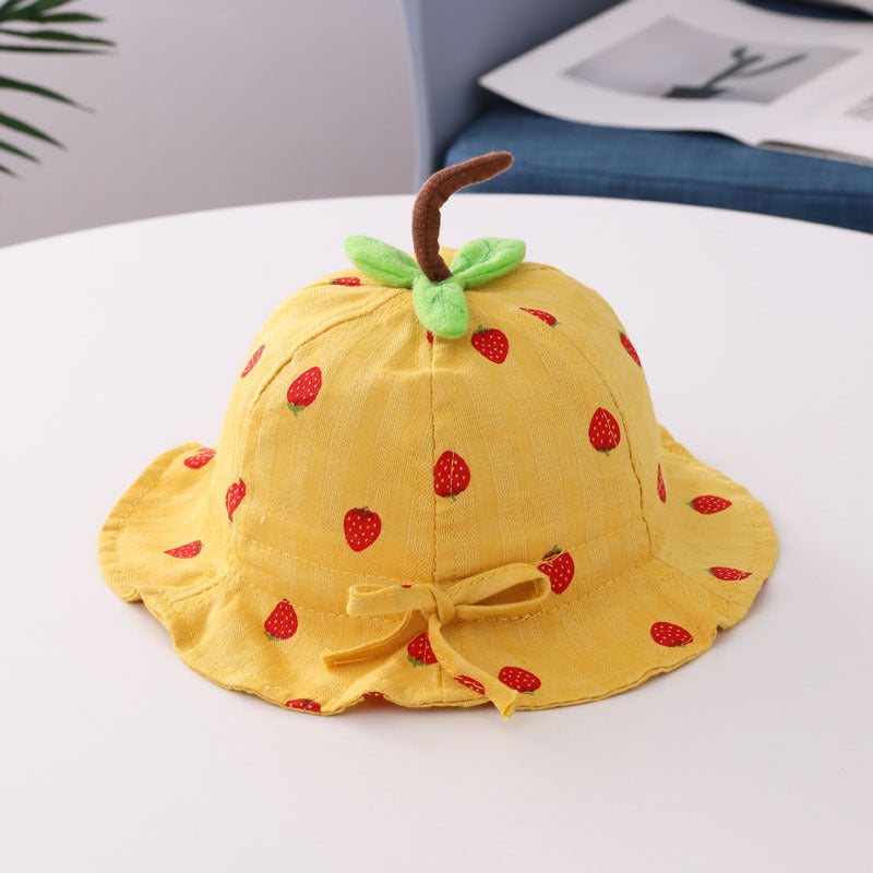 Bonnet bassin pour bébé en forme de feuille de fraise