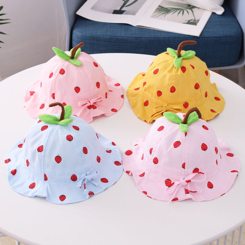 Bonnet bassin pour bébé en forme de feuille de fraise