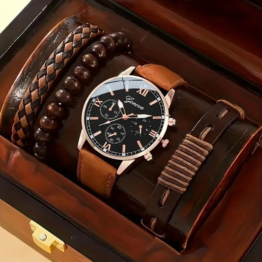 Montre à quartz avec bracelet tissé