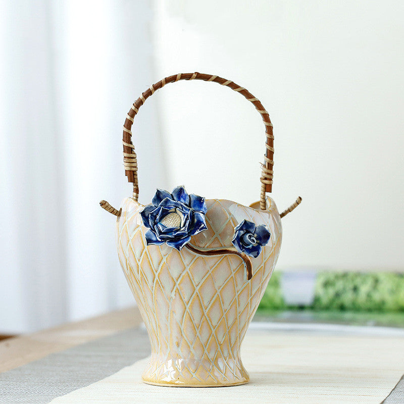 Panier à fleurs en rotin tressé à la main