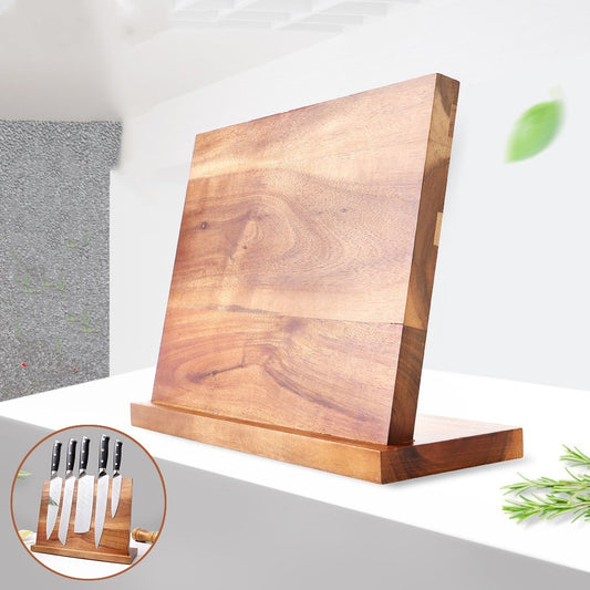 Porte-couteaux magnétique en bois massif pour cuisine