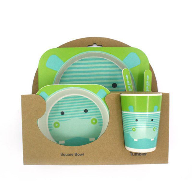Ensemble de vaisselle pour enfants en fibre de bambou, cinq pièces, bols et assiettes