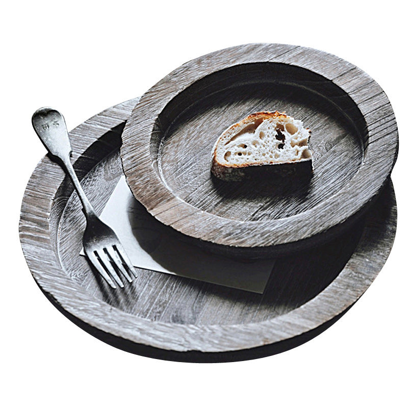Assiette de service en bois massif de style japonais en palettes usagées