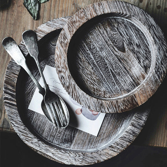 Assiette de service en bois massif de style japonais en palettes usagées