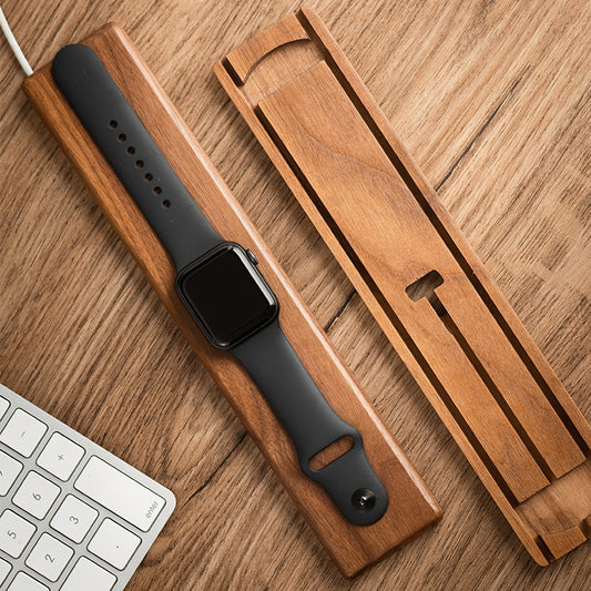 Chargeur de montre avec base en bois massif