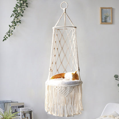 Lit suspendu en macramé pour animaux
