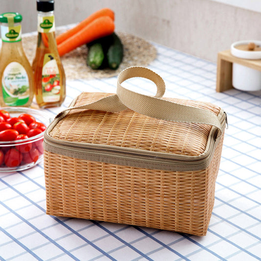 Sac à lunch en rotin