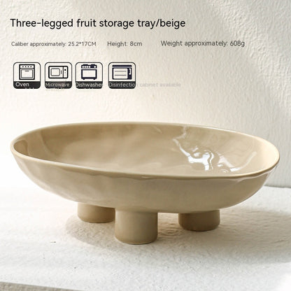 Assiette à fruits en porcelaine moderne minimaliste créative faite à la main en céramique de trois pieds de haut