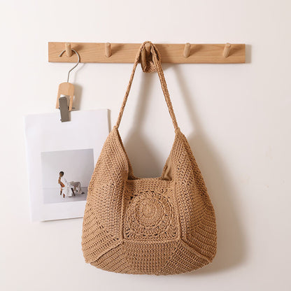 Sac à main en paille tressée de grande capacité pour femme, idéal pour les vacances, la plage ou comme sac à main polyvalent