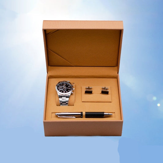 Coffret cadeau montre à quartz et boutons de manchette pour homme