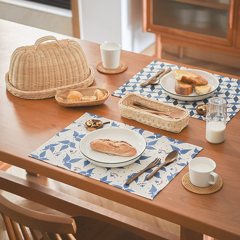 Cloche alimentaire ovale en rotin fait main, style rétro pastoral