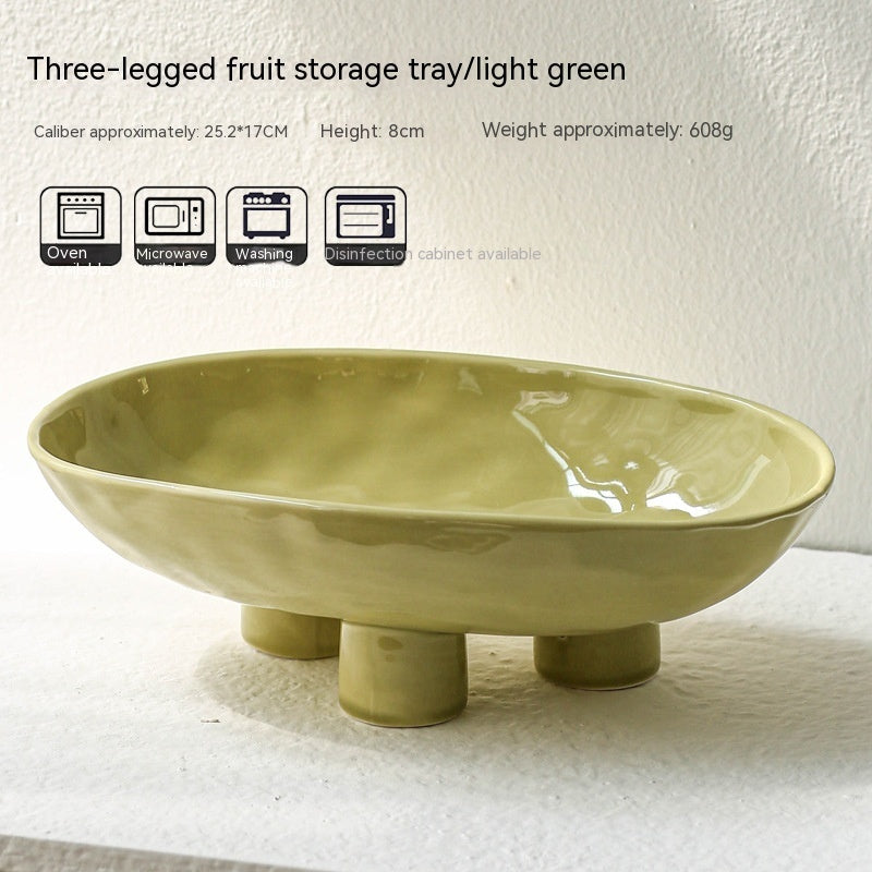 Assiette à fruits en porcelaine moderne minimaliste créative faite à la main en céramique de trois pieds de haut