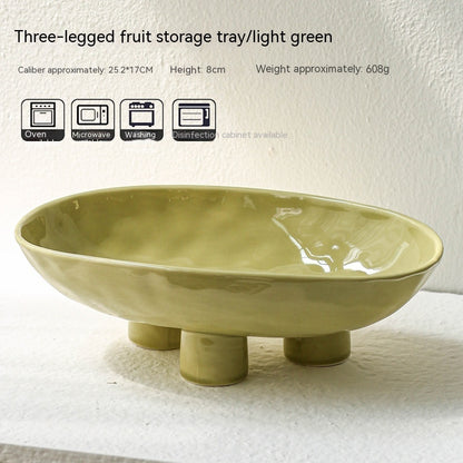 Assiette à fruits en porcelaine moderne minimaliste créative faite à la main en céramique de trois pieds de haut