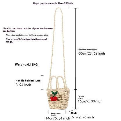 Sac de plage mignon tissé en corde de papier cerise
