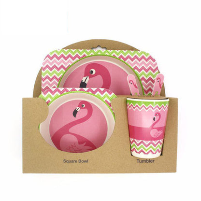 Ensemble de vaisselle pour enfants en fibre de bambou, cinq pièces, bols et assiettes