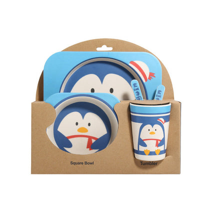 Ensemble de vaisselle pour enfants en fibre de bambou, cinq pièces, bols et assiettes