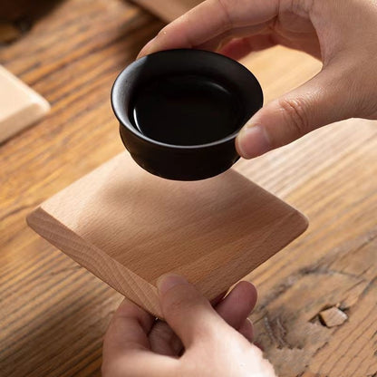 Dessous de verre antidérapant en bois massif de noyer noir