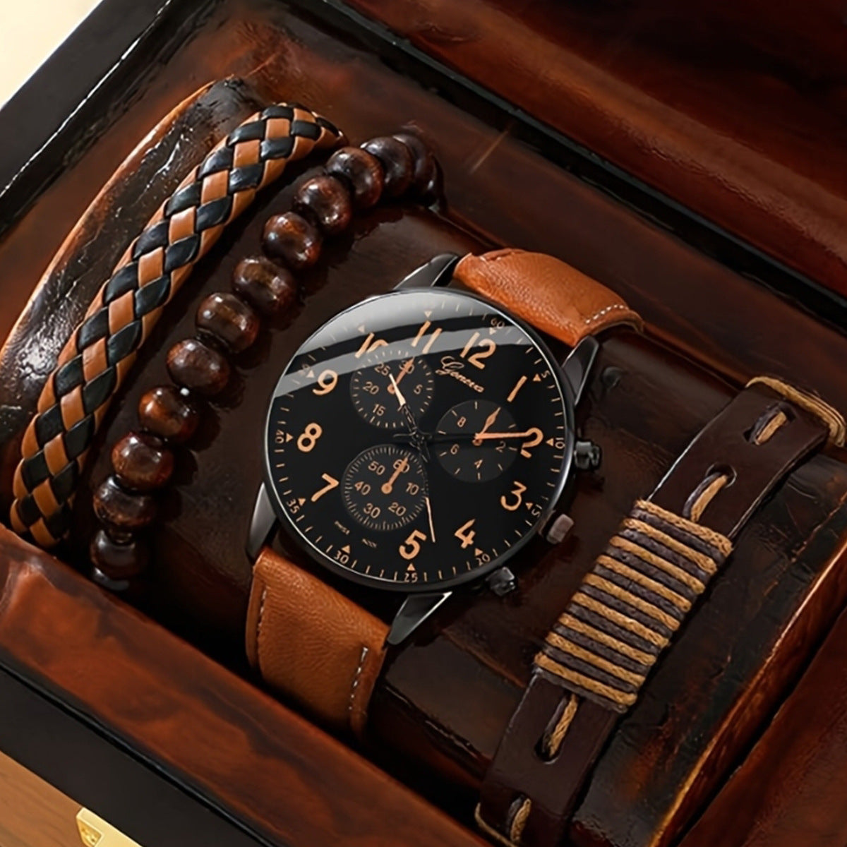 Montre à quartz avec bracelet tissé