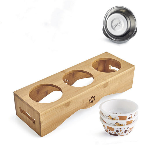 Ustensiles Table à manger  pour animaux  en bois de bambou naturel