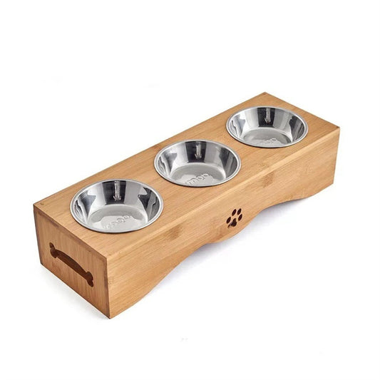 Ustensiles Table à manger  pour animaux  en bois de bambou naturel