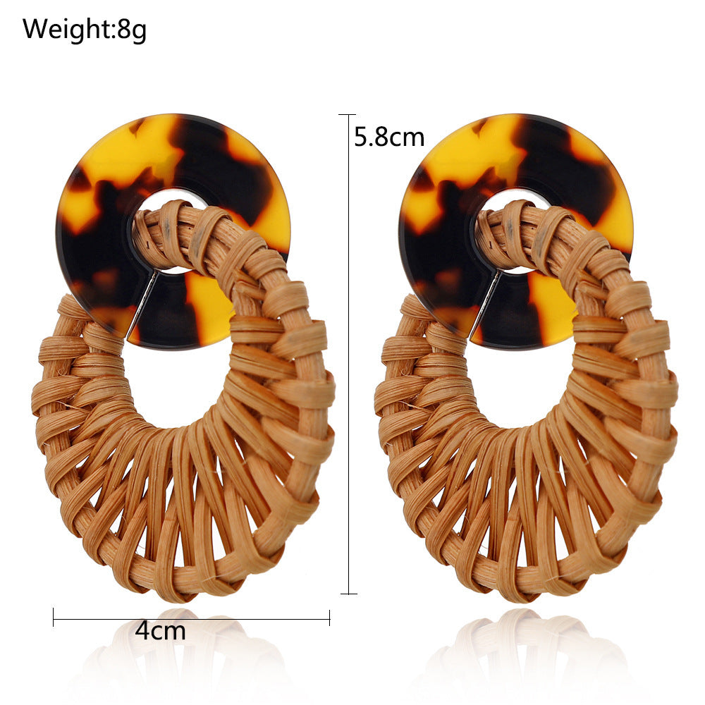 Boucles d'oreilles en bois et rotin