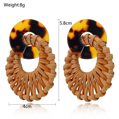 Boucles d'oreilles en bois et rotin
