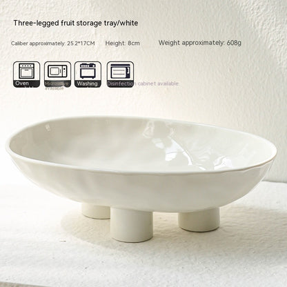 Assiette à fruits en porcelaine moderne minimaliste créative faite à la main en céramique de trois pieds de haut