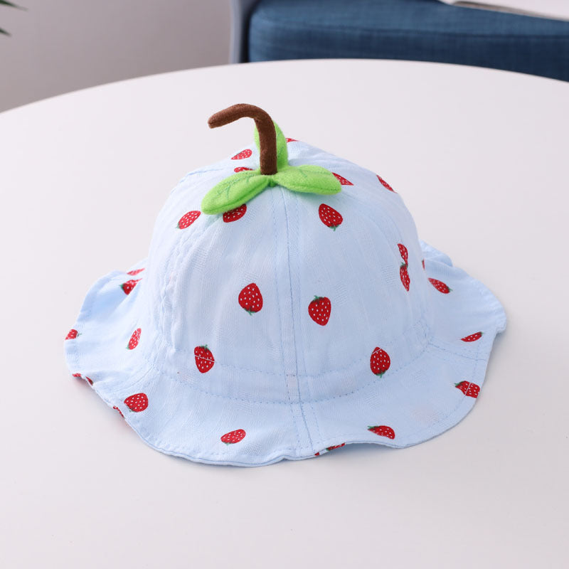 Bonnet bassin pour bébé en forme de feuille de fraise