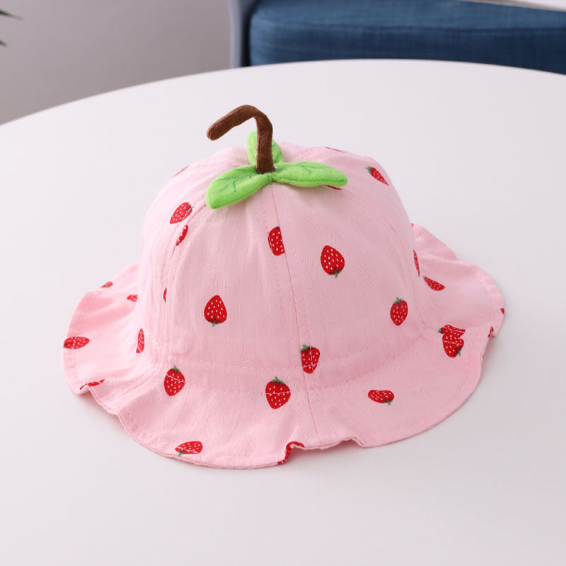 Bonnet bassin pour bébé en forme de feuille de fraise