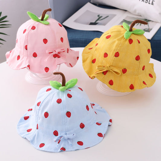 Bonnet bassin pour bébé en forme de feuille de fraise