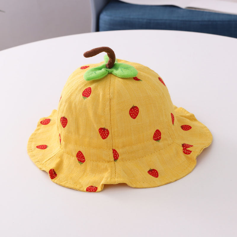 Bonnet bassin pour bébé en forme de feuille de fraise