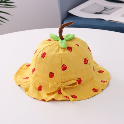 Bonnet bassin pour bébé en forme de feuille de fraise