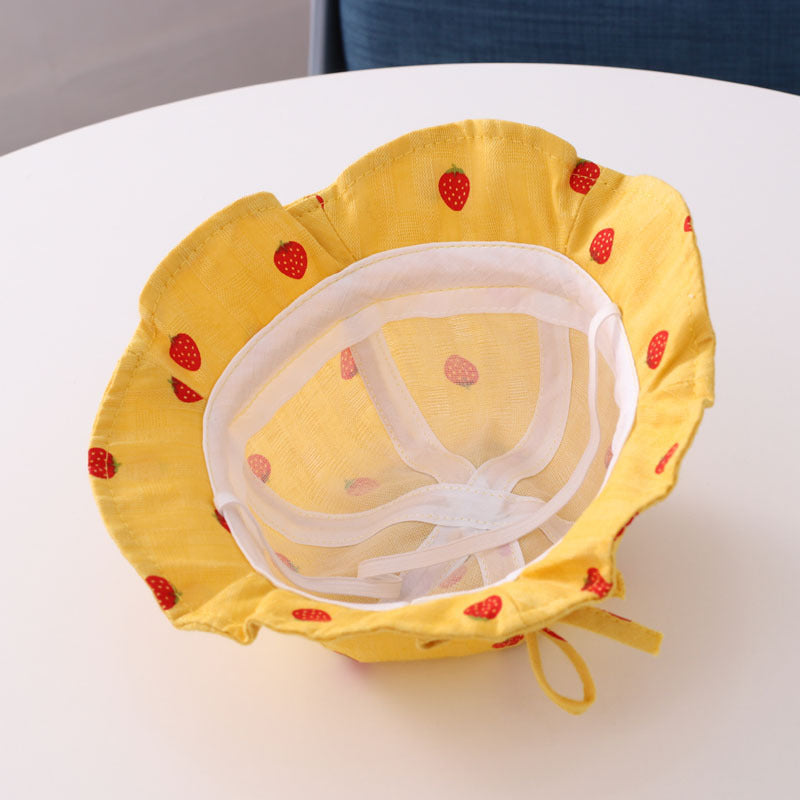 Bonnet bassin pour bébé en forme de feuille de fraise