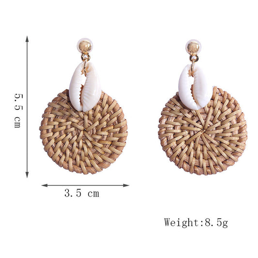 Boucles d'oreilles en bois et rotin