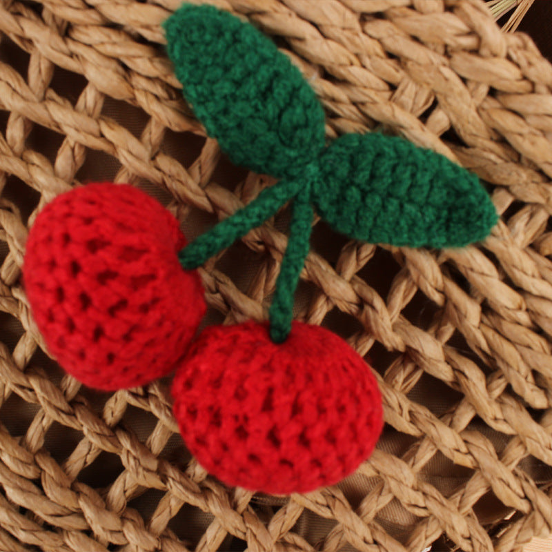 Sac de plage mignon tissé en corde de papier cerise