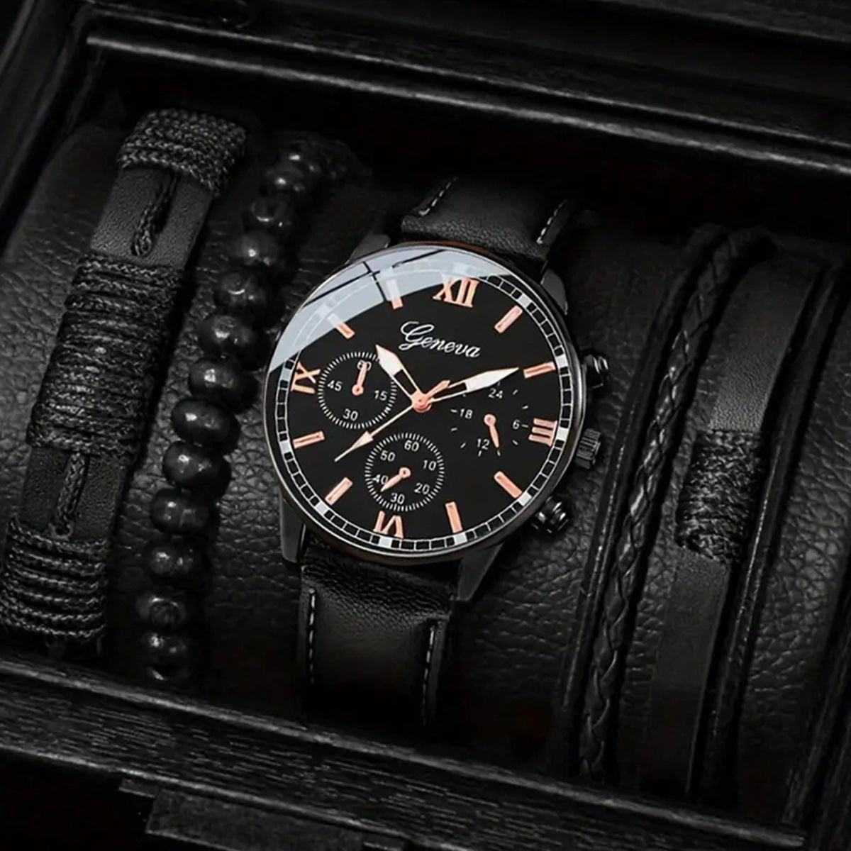 Montre à quartz avec bracelet tissé
