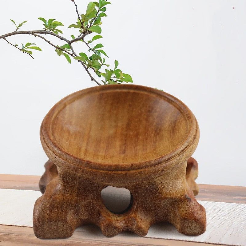 Ornements de base de boule de cristal en bois