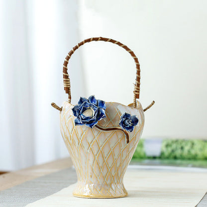 Panier à fleurs en rotin tressé à la main
