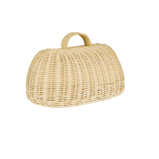 Cloche alimentaire ovale en rotin fait main, style rétro pastoral