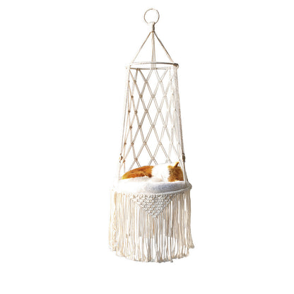 Lit suspendu en macramé pour animaux